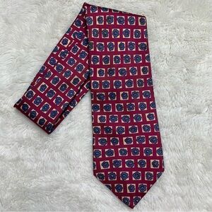 Vintage Ted Lapidus Men's Blue/Red Floral Print Silk Tie